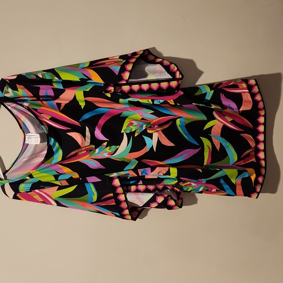 ❤️ NWOT! TRINA TURK SWIM COVER-UP TUNIC DRESS, HAWAIIAN BIRDS OF PARADISE, XL - Picture 5 of 16